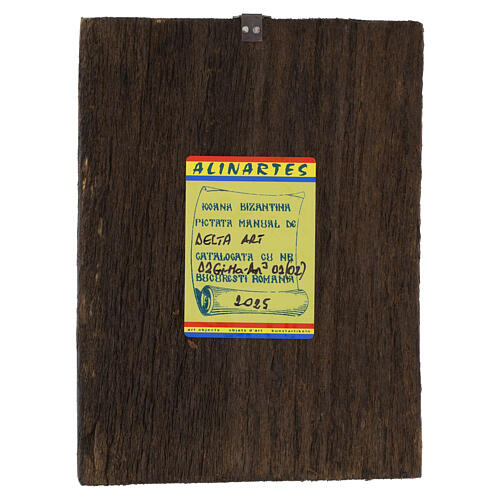 Ícone antiquado pintado Romênia São Joaquim com Santa Ana e Maria 18x14 cm 3