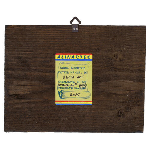 Icône vieillie Roumanie Saint Joachim Sainte Anne et Marie 18x14 cm 4