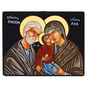 Icona Romania San Gioacchino con Sant'Anna e Maria 22x18 cm