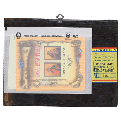 Icona dipinta Romania San Gioacchino con Sant'Anna e Maria stile antichizzato 22x18 cm 4