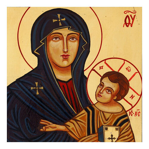 Ícone Romênia Salus Populi Romani folha de ouro 22x18 cm pintado 2