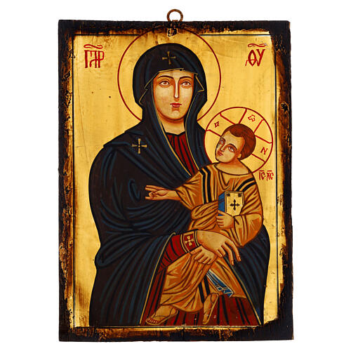 Ikone „Gottesmutter Salus Populi Romani“ – antikisiert, handgemalt, Rumänien, 22 × 18 cm 1
