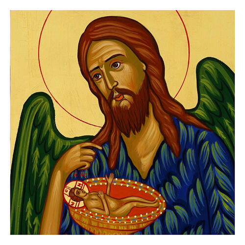 Icono San Juan Bautista pintado estilo Ruso 30x25 cm 2