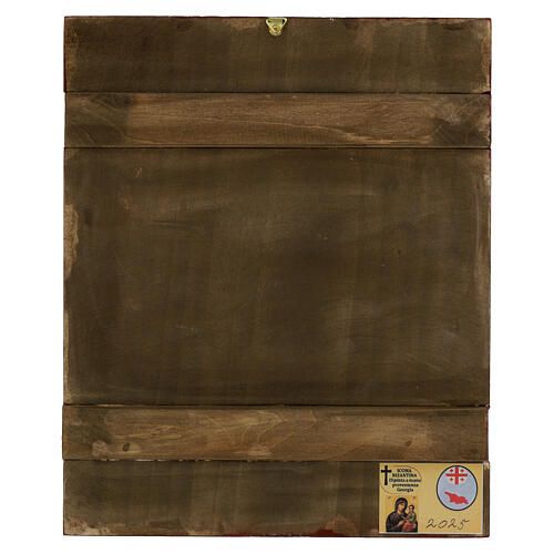 Icona stile Russo Madre di Dio Odigitria manto verde 30x25 cm dipinta 4