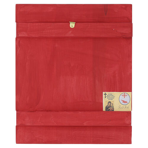 Icona stile Russo Madre di Dio Odigitria manto azzurro 30x25 cm dipinta 4