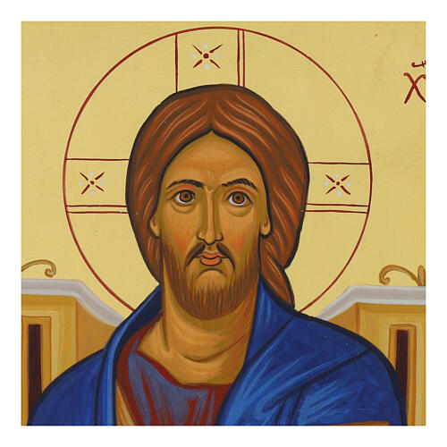 Icono Cristo Pantocrátor túnica azul estilo Ruso 30x25 cm 2