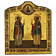 Icona Russa antica Santi Cosma e Damiano XIX secolo 34.5x30.5 cm s1