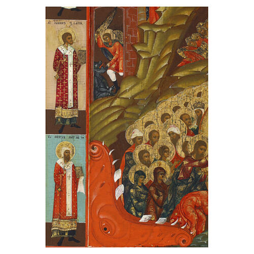 Antike russische Ikone, Christi Abstieg in die Unterwelt und Auferstehung – Moskau, neunzehntes Jahrhundert, 35 × 31 cm 8