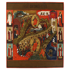 Icona discesa agli inferi Risurrezione di Cristo XIX secolo 35.3x31 cm