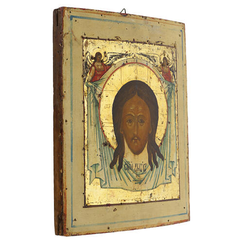 Icona Russa antica Acheropita XVIII-XIX secolo 32x25 cm 4