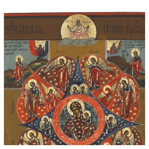 Madonna of the Burning Bush Icon: Antique Russian 19th Century 30x25 cm 3