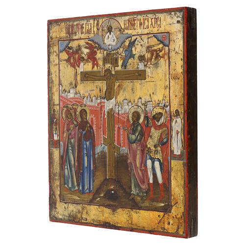 Antike russische Ikone, Kreuzigung Christi – Vetka, neunzehntes Jahrhundert, 31 × 26 cm 3