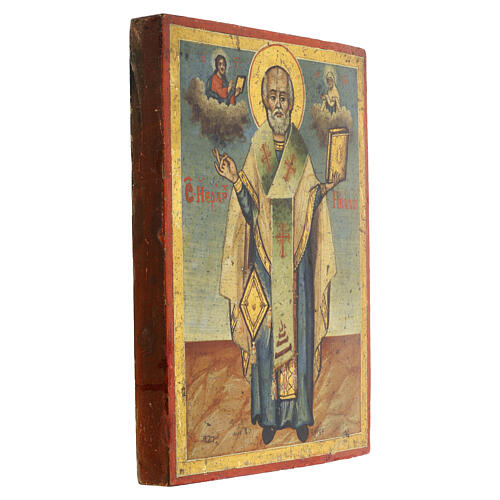 Icona Russa antica 28x22.5 cm San Nicola di Myra 1827 5