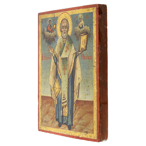 Ancient Russian Icon Saint Nicholas of Myra 19th Century, 28x23 cm 3