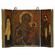 Trittico Russo antico da viaggio Madre di Dio Tikvin XIX secolo 26x17 cm s3
