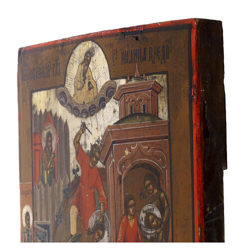 Icona Russa antica Decollazione San Giovanni Battista 22.2x19 cm XIX secolo 4