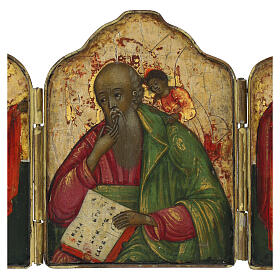Icona da viaggio antica Russa S Giovanni evangelista santi scelti 13x8 cm aperto XIX secolo