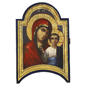 Ícone Russo antigo Nossa Senhora de Cazã século XIX 35x20 cm