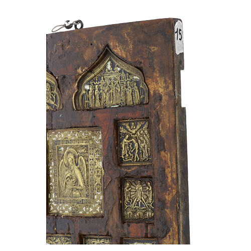 Antique Russian Staurotheque with St. John the Precursor and Feasts, 18th century, 12x10 in 5