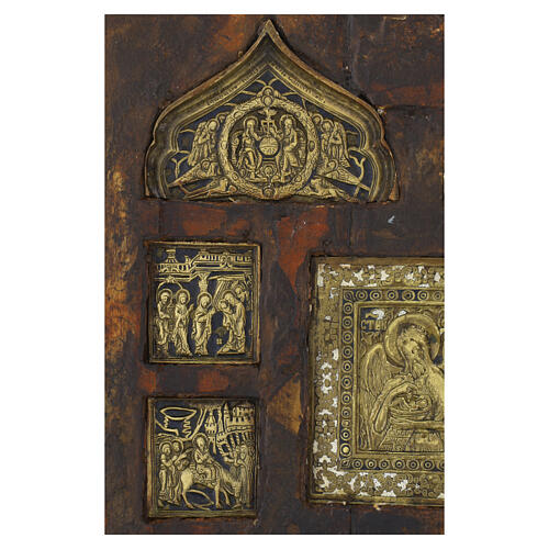 Staurothèque russe ancienne avec Saint Jean le Baptiste et scènes XVIIIe siècle 30x25 cm 6