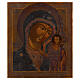 Icona Russa antica Madonna di Kazan con ricamo onorifico perle iris 27x23.5 cm fine XIX secolo s2