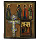 Antique Russian staurotheke with chosen saints, bronze cross, 19th century, 12x10 in s1