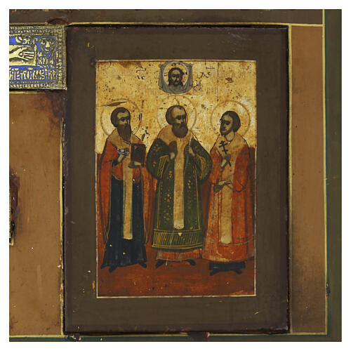 Stauroteca Russa antica con Santi Scelti croce bronzo XIX secolo 31x26.5 cm 5