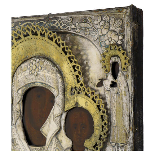 Icona Russa antica Madre di Dio di Kazan XIX secolo 32x27.1 cm 4