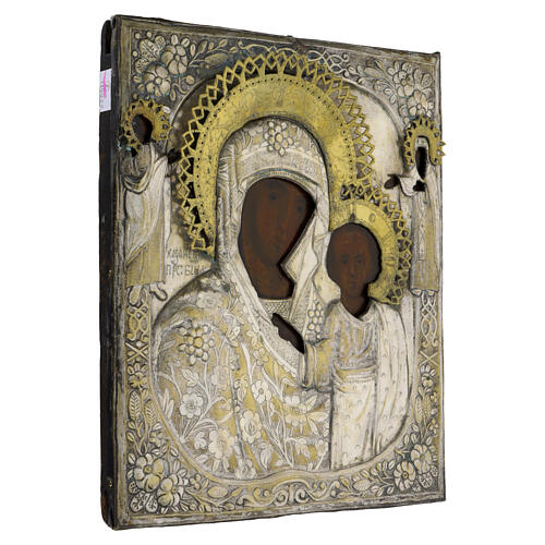 Icona Russa antica Madre di Dio di Kazan XIX secolo 32x27.1 cm 5