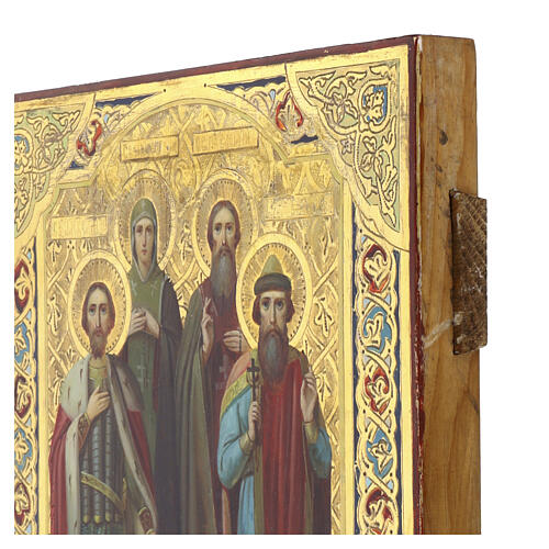 Icona antica Russa di famiglia Santi A. Nevskij, Maria, Basilio, Principe Vladimir XIX secolo 26.5x22 cm 4