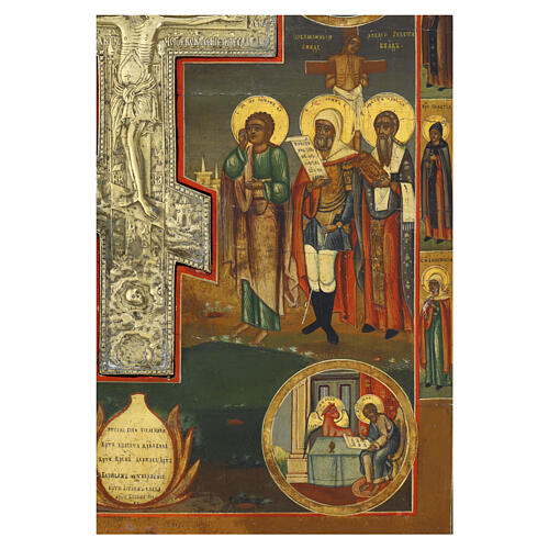 Icona Russa antica Crocifissione stauroteca bronzo XVIII-XIX secolo 54x47 cm 8