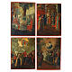 Icona Russa antica le 12 Feste Uglich tavole piccole 16x12 cm e tavola centrale discesa inferi 31,5x24,5 cm s5