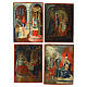 Icona Russa antica le 12 Feste Uglich tavole piccole 16x12 cm e tavola centrale discesa inferi 31,5x24,5 cm s6