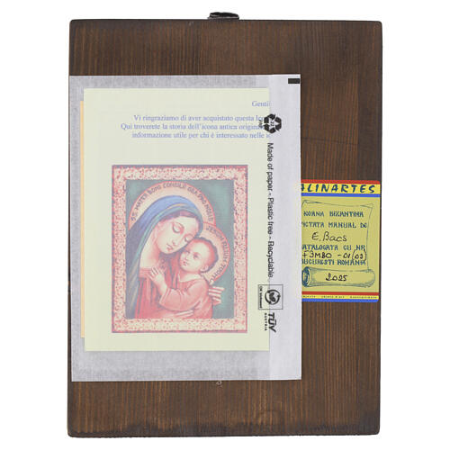 Painted Romanian Icon 'Mother of Good Counsel', green background with frame, 22x18 cm 4