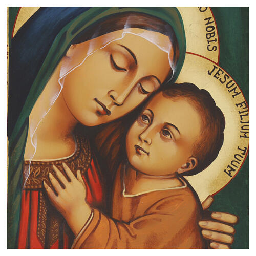Painted Icon Romania Madonna of Good Counsel green background, 30x25 cm 2