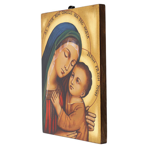 Icono Rumanía Madre del Buen Consejo pintado a mano 30x25 cm 3