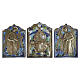 Antique Russian Deesis triptych, Archangels Michael and Gabriel, bronze and enamel, 8.7x6.2 in s1