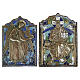 Icône russe ancienne XIXe siècle triptyque Déisis archanges Michel et Gabriel bronze émaillé 22x15,8 cm s2