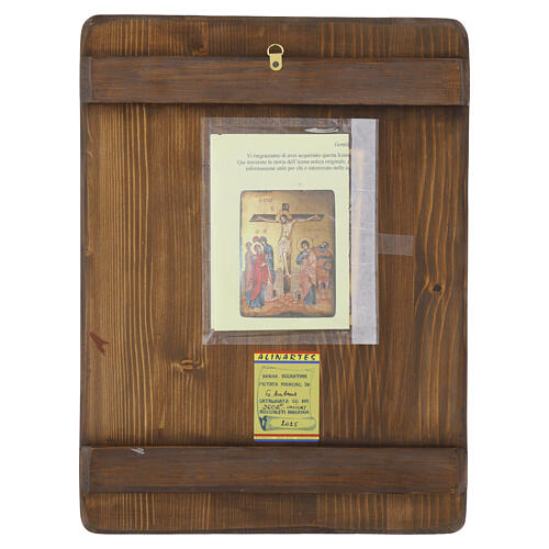 Ícone romeno Crucifixão pintado à mão efeito envelhecido 40x30 cm 4