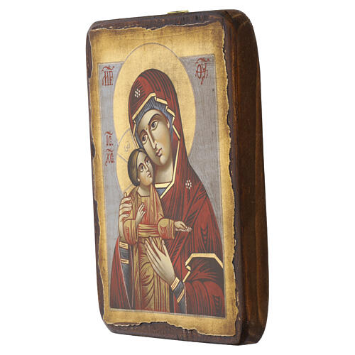 Ícone Roménia Mãe de Deus Hodegétria 18x15 cm estilo envelhecido 3