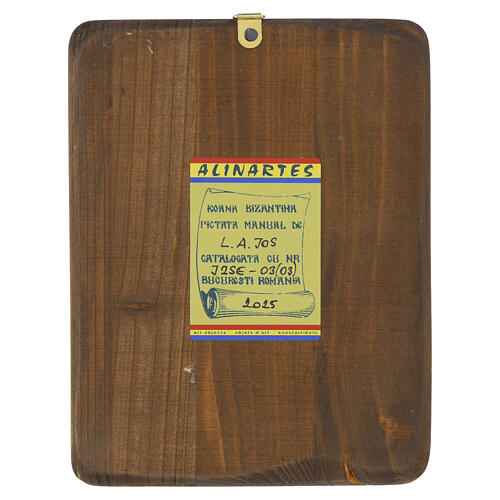 Icona Madre di Dio del Segno dipinta stile rumeno antichizzato 18x15 cm 4