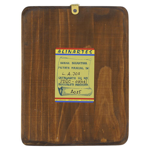 Ícone romeno Cristo Pantocrator veste vermelha estilo envelhecido 18x15 cm 4