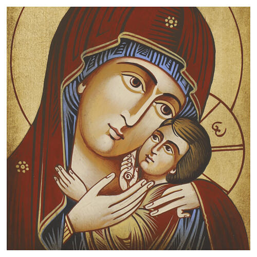 Icona Romania Madre di Dio Kasperovskaja stile antichizzato 18x15 cm 2