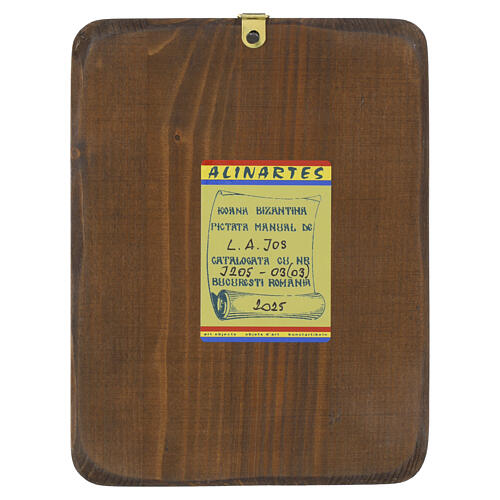 Ikona rumuńska, Matka Boża Kasperowska, styl postarzany, 18×14×2 cm 4
