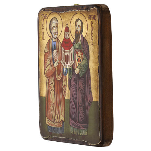 Icono Rumanía pintado San Pedro y San Pablo 18x14 cm 3