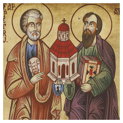 Romanian painted icon of Saint Peter and Saint Paul, 18x15 cm 2