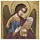Hand-painted Romanian Archangel Gabriel icon, purple robe, 7x6 in, antiqued style s2