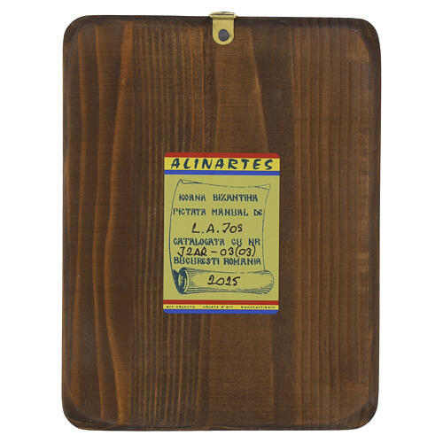 Hand-painted Romanian icon of Archangel Raphael, antique finish, 7x6 in 4