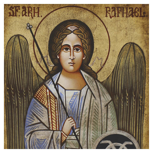 Icono Rumanía Arcángel Rafael estilo envejecido 18x15 cm 2