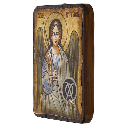 Icona Romania Arcangelo Raffaele stile antichizzato 18x15 cm 3